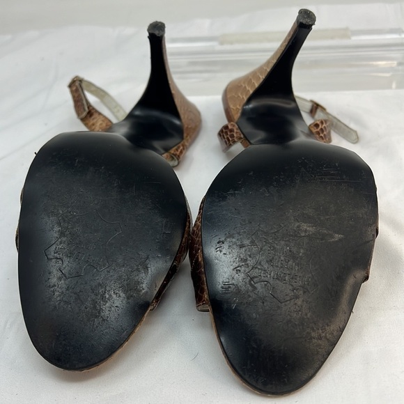 Vintage Gloria Vanderbilt Sz 8.5 Snakeskin Open Toe Heel Sandals - Picture 11 of 12